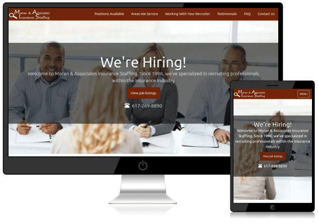 Sample mobile-friendly recruiter staffing agency website designed by Emothy